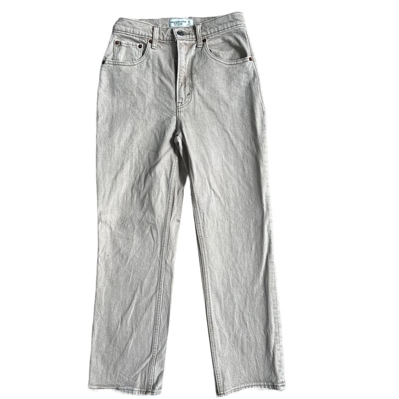 ABERCROMBIE & FITCH OAT / CREAM THE 90’S STRAIGHT ULTRA HIGH RISE JEANS SIZE 25 - Picture 8 of 13